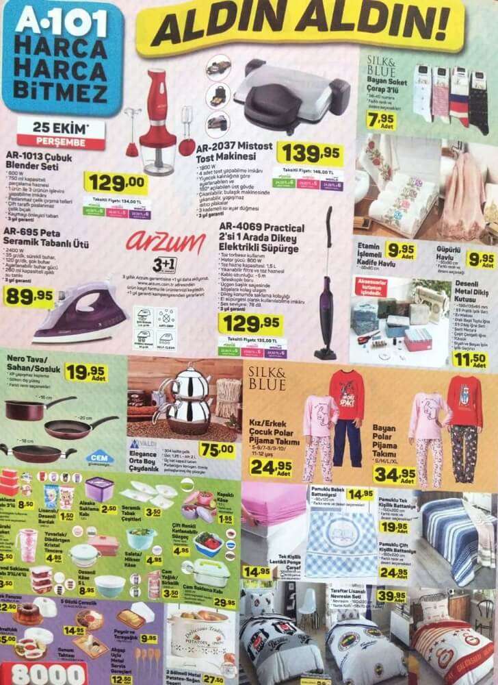 25 ekim a101 mutfak ürünleri