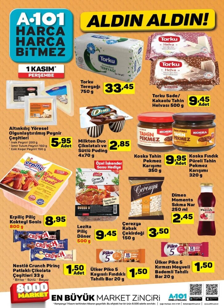 a101 1 kasım persembe ürünleri