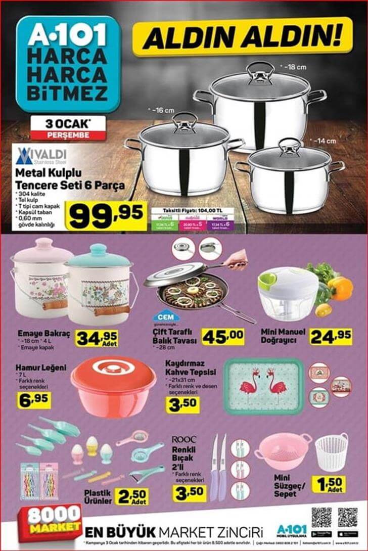 3 ocak 2019 a101 züccaciye