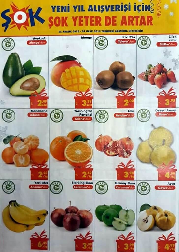 şok market manav ürünleri