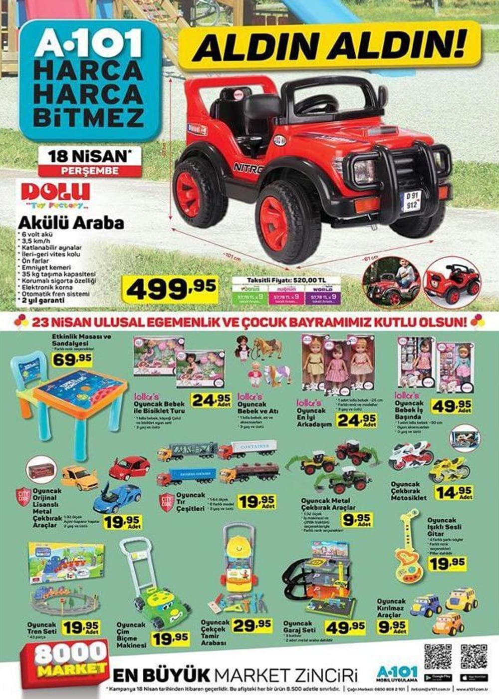 a101 akülü araba 18 nisan